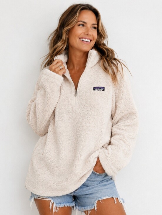 Patagonia Jackets & Blazers - Patagonia Los Gatos 1/4 Zip Sherpa Fleece Pullover Cream Ivory Women's XL